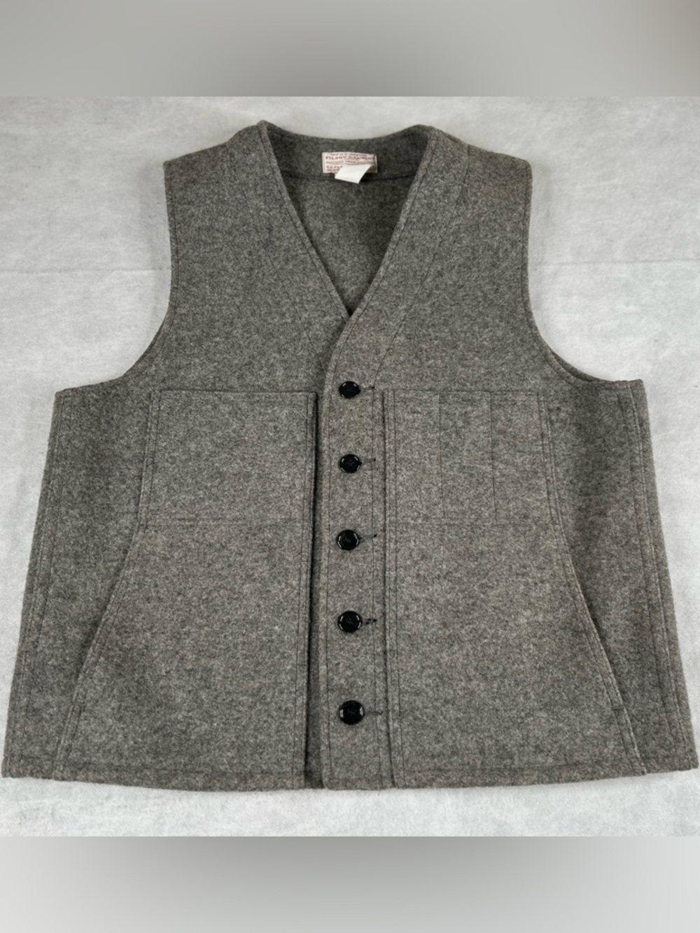 Vintage Filson Virgin Wool Mackinaw Vest 44 Gray Style 20 USA Workwear Hunting